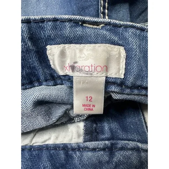 Xhilaration Girls Embellished Denim Blue Jeans Size 12 Blue Cotton Blend - Picture 4 of 7